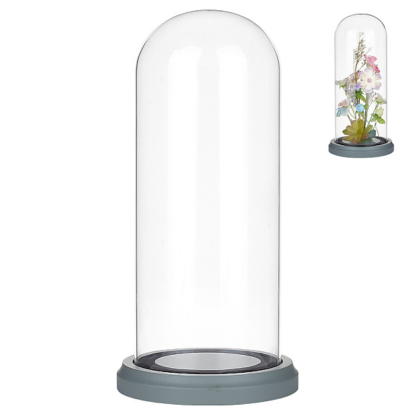 

PandaHall Glass Dome Cover, 4.92x10.35 Inch Cloche Bell Jar Terrarium with Wood Base Decorative Display Dome Case for Plants Flower..., Clear