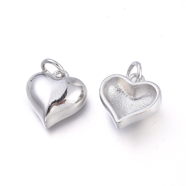 

PandaHall Brass Charms, with Jump Rings, Cadmium Free & Lead Free & Nickel Free, Long-Lasting Plated, Heart, Platinum, 12x11x4.5mm, Hole...