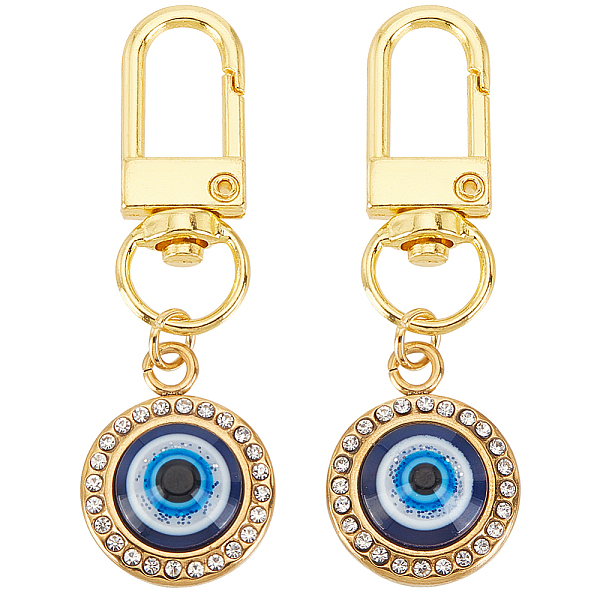 

PandaHall OLYCRAFT 2Pcs Evil Eye Keychain Charms Blue Evil Eye Keychain Pendants with Swivel Lobster Claw Clasps Good Luck Keychain...