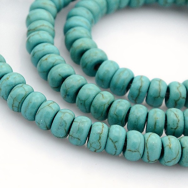 

PandaHall Synthetic Turquoise Beads Strands, Rondelle, Turquoise, 6x4mm, Hole: 1mm Synthetic Turquoise Rondelle Green