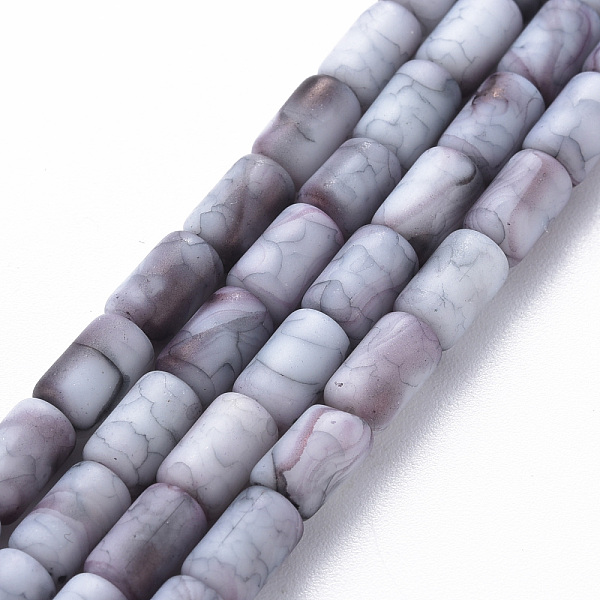 

PandaHall Opaque Baking Painted Crackle Glass Beads Strands, Frosted, Column, Gainsboro, 7.5x4.5mm, Hole: 1mm, about 49pcs/strand, 18.31..., Gray
