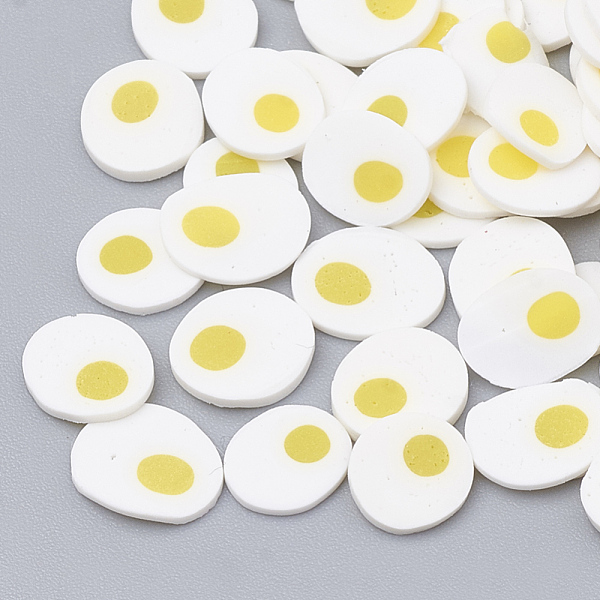 

PandaHall Handmade Polymer Clay Nail Art Decoration, Fashion Nail Care, No Hole, Food, Fried Egg/Poached Egg, White, 4~9x3~7x0.1~3mm Polymer...