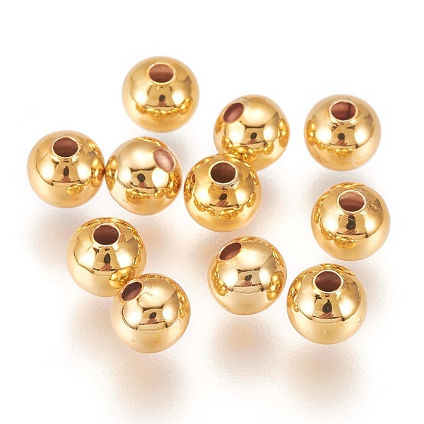

PandaHall Brass Beads, Long-Lasting Plated, Round, Golden, 4x3.5mm, Hole: 1.6mm, 100pcs/set Brass Round