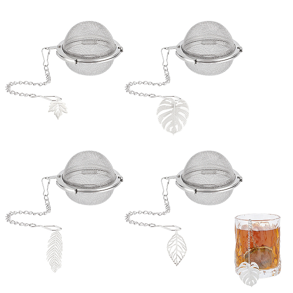 

PandaHall Unicraftale Round Stainless Steel Mesh Tea Infuser, with 304 Stainless Steel Pendants, Leaf, Stainless Steel Color, Tea Infuser...