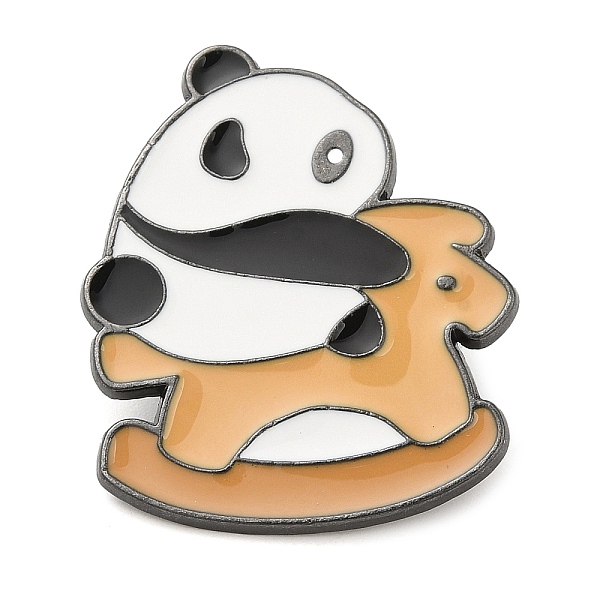 

PandaHall Panda Enamel Pins, Gunmetal Alloy Brooch, Rocking Horse, 33x28x1.5mm Alloy+Enamel Horse