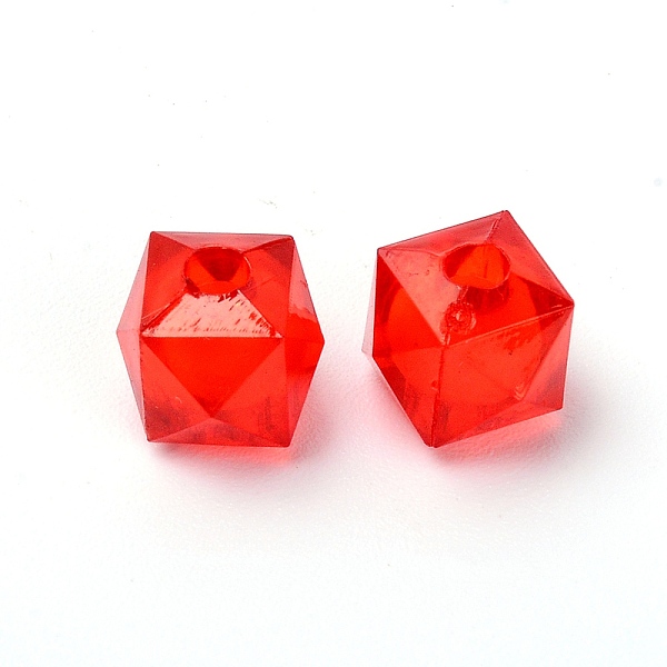 

PandaHall Transparent Acrylic Beads, Bead in Bead, Cube, Red, 10x9x10mm, Hole: 2mm, about 930pcs/500g Acrylic Cube Red