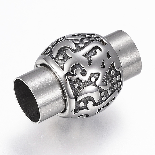 

PandaHall 304 Stainless Steel Magnetic Clasps with Glue-in Ends, Column, Antique Silver, 20.5x14mm, Hole: 8mm 304 Stainless Steel Column