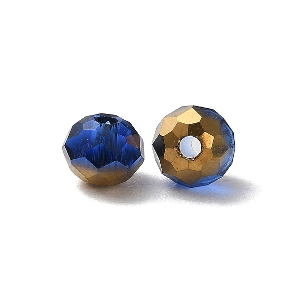 

PandaHall Transparent Electroplate Glass Beads, Half Golden Plated, Faceted, Rondelle, Marine Blue, 4.3x3.7mm, Hole: 1mm, 500pcs/bag Glass...