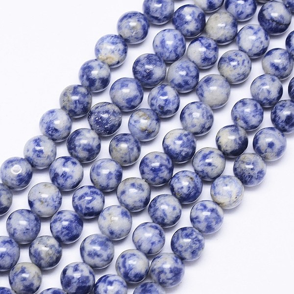 Brins de perles de jaspe de tache bleue naturelle