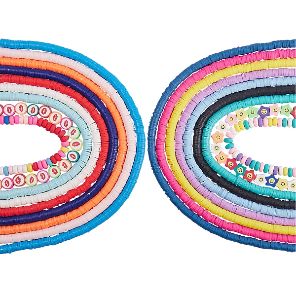 

PandaHall 18 Strands 18 Colors Flat Round Handmade Polymer Clay Beads Strands, Disc Heishi Beads for Hawaiian Earring Bracelet Necklace..., Multicolor