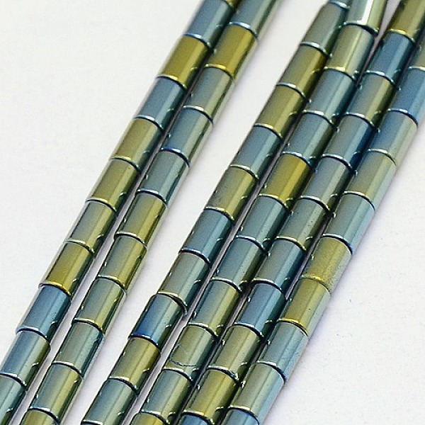 

PandaHall Electroplate Non-magnetic Synthetic Hematite Beads Strands, Column, Grade A, Green Plated, 2.75x2mm, Hole: 1mm, about...