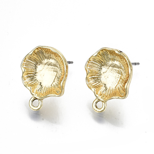 

PandaHall Rack Plating Alloy Stud Earring Findings, Cadmium Free & Nickel Free & Lead Free, with Steel Pins and Loop, Flower, Light Gold...