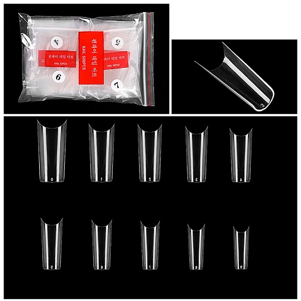 

PandaHall Plastic Half Cover Seamless Square False Nail Tips, Practice Manicure Nail Art Tool, Clear, 20.5~29.5x7.6~13.4mm, 500pcs/bag...