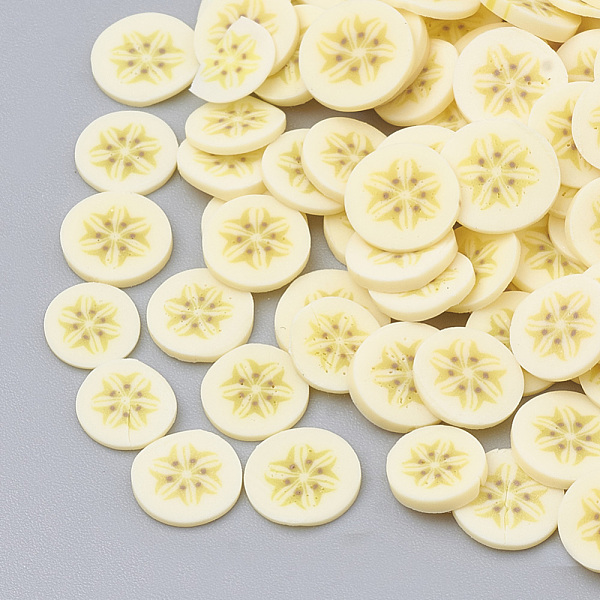 

PandaHall Handmade Polymer Clay Nail Art Decoration, Fashion Nail Care, No Hole, Fruit, Banana, Lemon Chiffon, 3.5~9x3.5~8x0.1~3mm Polymer..., Yellow