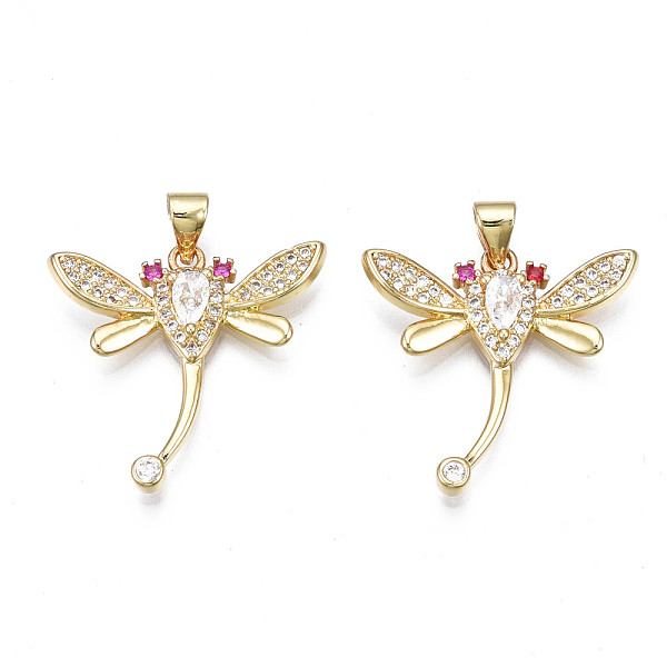 

PandaHall Brass Micro Pave Cubic Zirconia Pendants, , Real 18K Gold Plated, Autumn Pendants, Dragonfly, Clear, 23x23x4mm, Hole: 3x5mm...