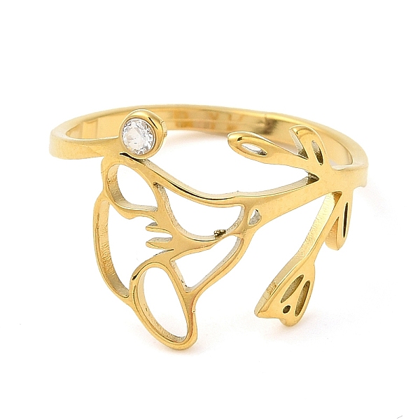 

PandaHall 304 Stainless Steel with Cubic Zirconia Adjustable Rings, Birthflower September-Moringglory, Golden, 1.5~13.5mm, US Size 6..., Clear