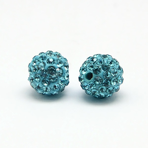 

PandaHall Polymer Clay Rhinestone Beads, Pave Disco Ball Beads, Grade A, Round, PP6, Aquamarine, PP6(1.3~1.35mm), 4mm, Hole: 1mm Polymer..., Cyan