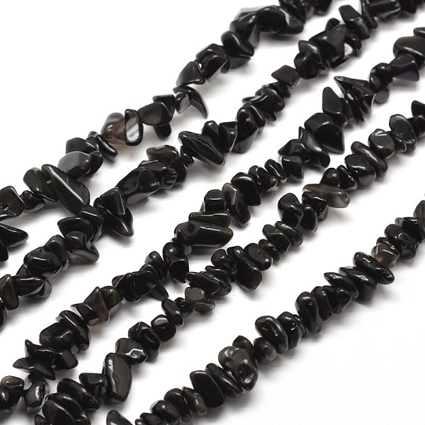 

PandaHall Natural Obsidian Chip Bead Strands, 5~8x5~8mm, Hole: 1mm, about 31.5 inch Obsidian Chip