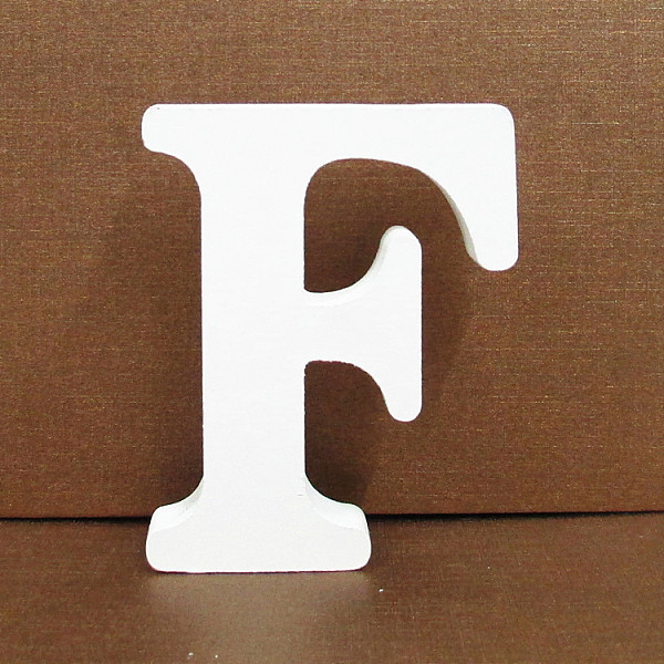 

PandaHall Letter Wooden Ornaments, for Home Wedding Decoration Shooting Props, Letter.F, 100x100x15mm Wood Letter F White