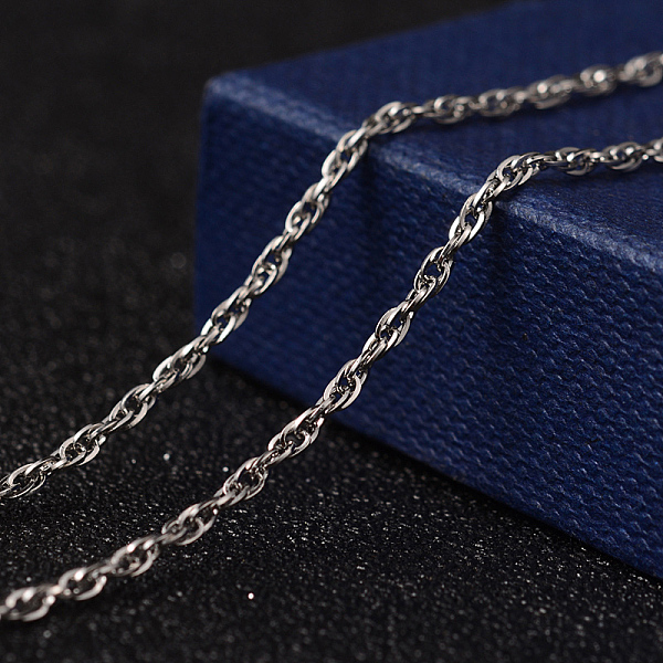 

PandaHall 304 Stainless Steel Rope Chain Necklaces, with Lobster Claw Clasps, Stainless Steel Color, 29.72 inch(75.5cm) 304 Stainless Steel
