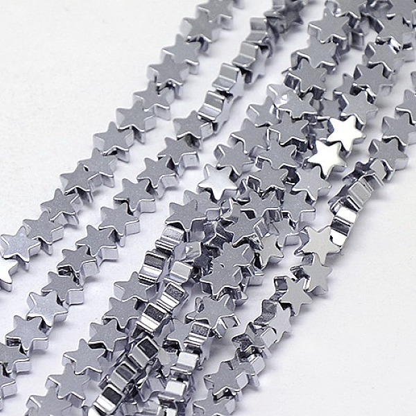 

PandaHall Electroplate Non-magnetic Synthetic Hematite Beads Strands, Star, Grade A, Platinum Plated, 4x4x2mm, Hole: 1mm, about...