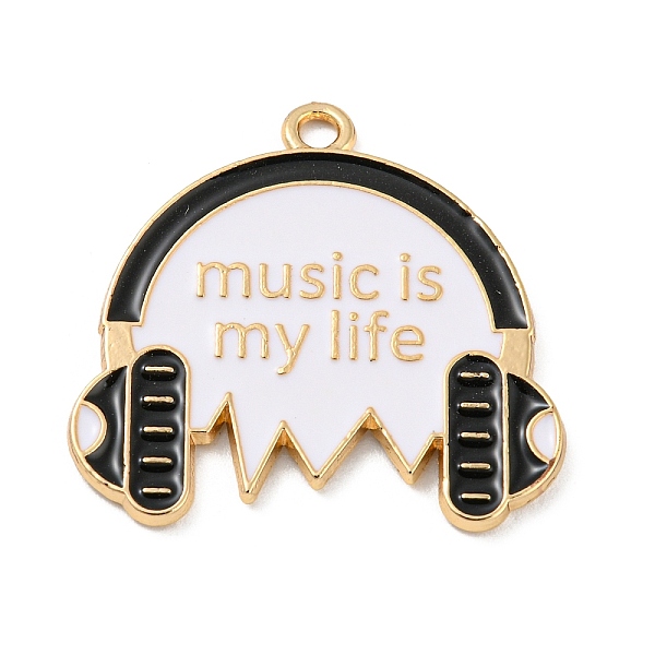 

PandaHall Alloy Pendants, with Enamel, Headset, Light Gold, Black, 24x26x1.5mm, Hole: 2mm Alloy+Enamel Word Black