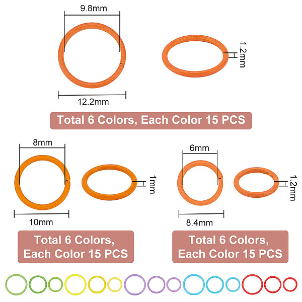 

PandaHall PH 270Pcs 6 Colors 8.4/10/12.2mm Jump Rings, 3 Sizes 16~18 Gauge Colorful Open Jump Rings, O Rings Connector Rings for Jewelry..., Multicolor