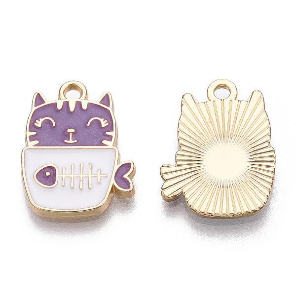 

PandaHall Golden Plated Alloy Enamel Pendants, Cat, Cadmium Free & Lead Free, Dark Orchid, 19.5x14.5x1.5mm, Hole: 2mm Alloy+Enamel Cat Shape