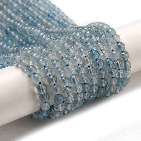 

PandaHall Natural Aquamarine Beads Strands, Grade A, Round, 3mm, Hole: 0.6mm, about 136pcs/strand, 15.28~15.35''(38.8~39cm) Aquamarine Round