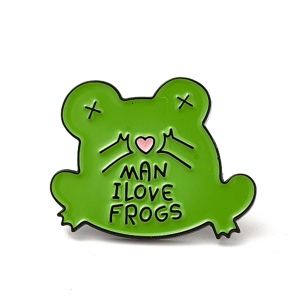 

PandaHall Frog with Word Man I Love Frogs Enamel Pin, Electrophoresis Black Alloy Animal Brooch for Clothes Backpack, Green, 27.5x30x2mm...