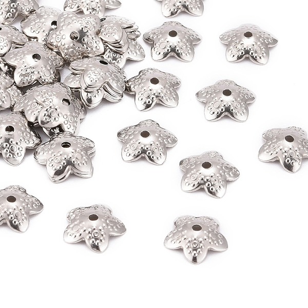 

PandaHall 5-Petal 304 Stainless Steel Flower Bead Caps, Stainless Steel Color, 10x3mm, Hole: 1mm 304 Stainless Steel