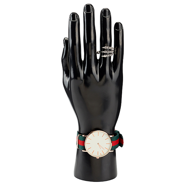 

PandaHall Plastic Man Mannequin Hand Display, Jewelry Bracelet Ring Glove Stand Holder, Black, 9.2x5.9x25.5cm Plastic Black