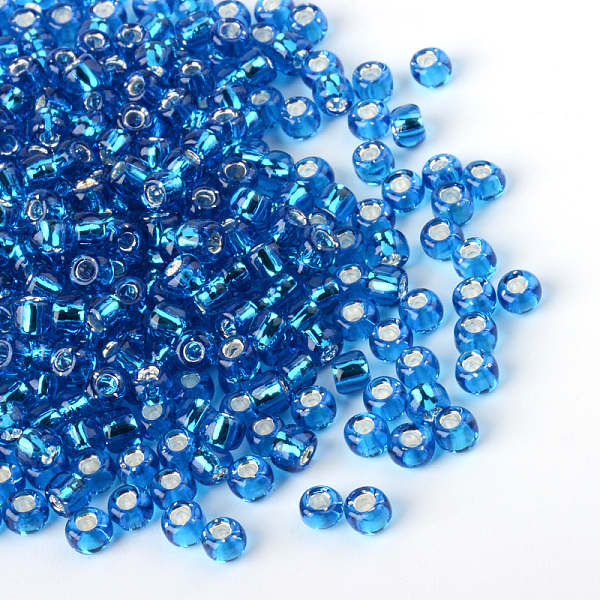 

PandaHall MGB Matsuno Glass Beads, Japanese Seed Beads, 12/0 Silver Lined Glass Round Hole Rocailles Seed Beads, Deep Sky Blue, 2x1mm, Hole...