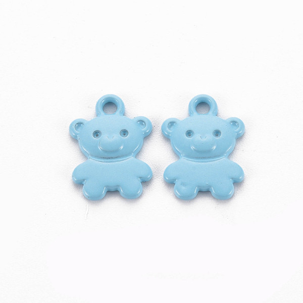 

PandaHall Spray Painted Alloy Charms, Cadmium Free & Lead Free, Bear, Light Sky Blue, 14x10x2mm, Hole: 1.6mm Alloy Bear