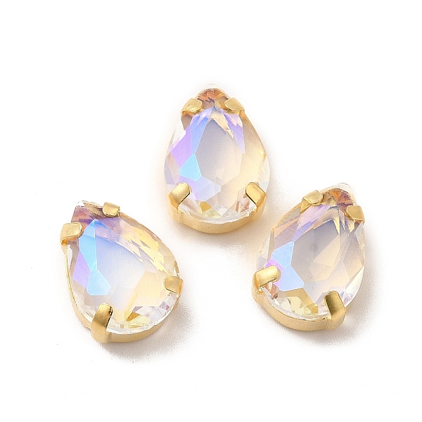 

PandaHall Moonlight Effect Teardrop Sew on Rhinestone, Multi-strand Links, with Golden Tone Brass Prong Settings, Garments Accessories..., Clear