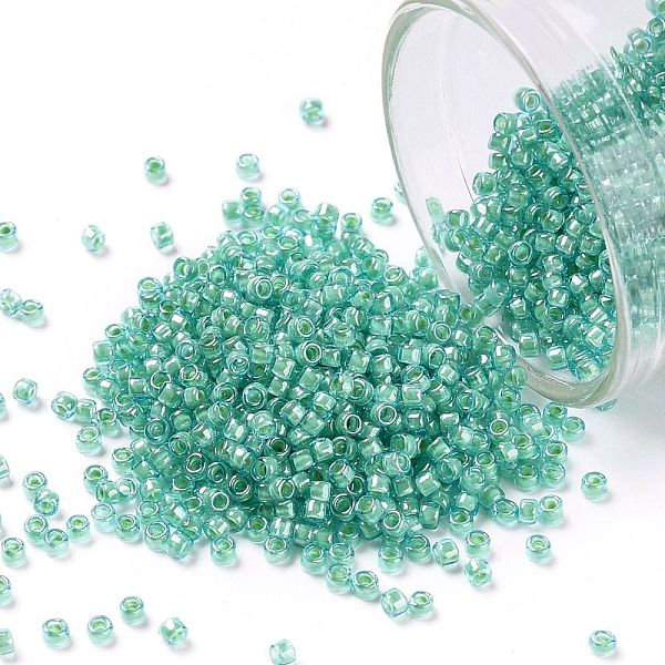 

PandaHall TOHO Round Seed Beads, Japanese Seed Beads, (954) Inside Color Aqua/Light Jonquil Lined, 15/0, 1.5mm, Hole: 0.7mm, about..., Cyan