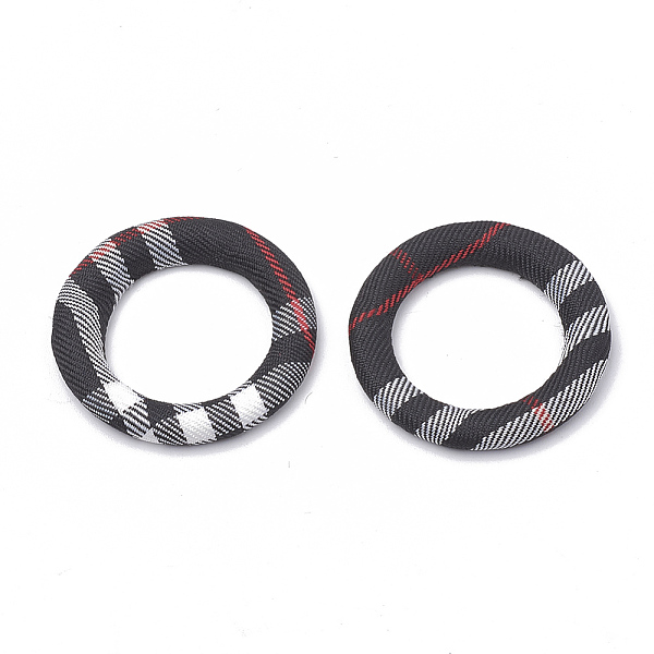 

PandaHall Cloth Fabric Covered Linking Rings, with Aluminum Bottom, Ring, Platinum, Black, 35.5x4mm Aluminum Ring Black