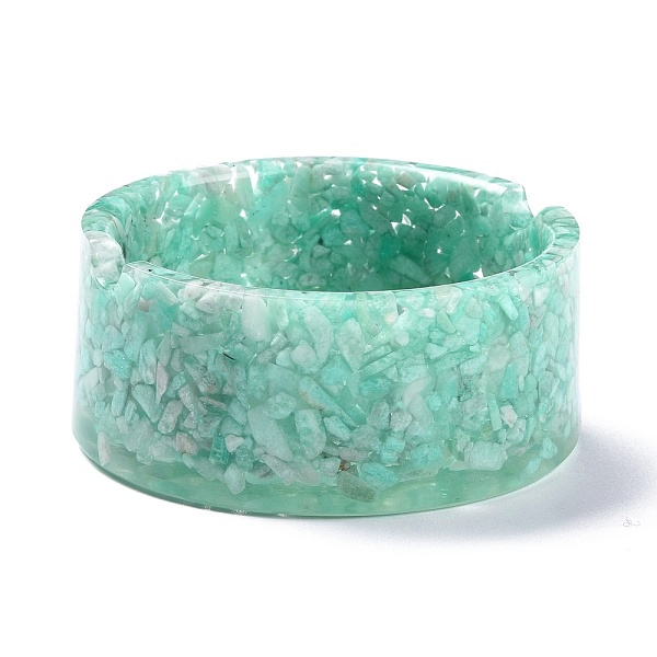 

PandaHall Resin with Natural Amazonite Chip Stones Ashtray, Home OFFice Tabletop Decoration, Flat Round, 77x33mm, Inner Diameter: 63.5mm...