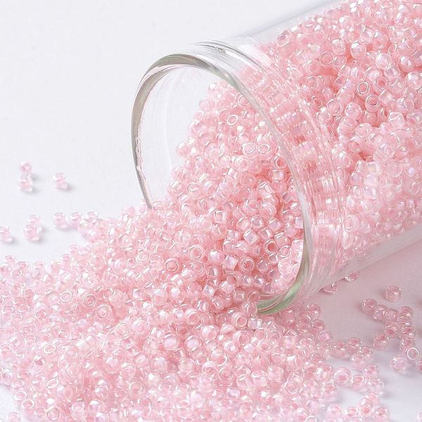 

PandaHall TOHO Round Seed Beads, Japanese Seed Beads, (780) Inside Color AB Crystal/Bubblegum Lined, 15/0, 1.5mm, Hole: 0.7mm, about...