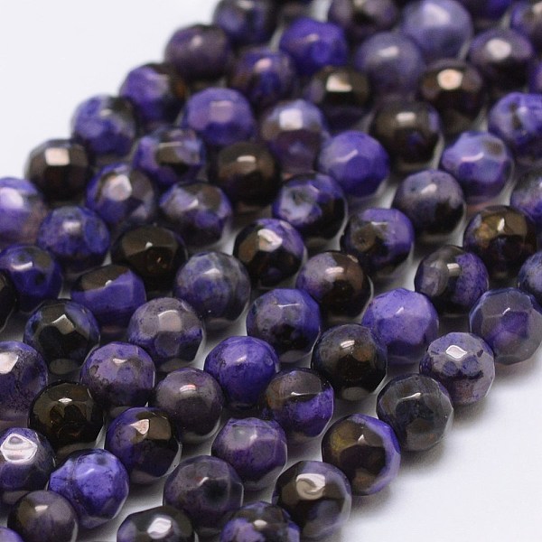

PandaHall Faceted Natural Fire Crackle Agate Beads Strands, Round, Dyed & Heated, Purple, 4mm, Hole: 0.8mm, about 90~92pcs/strand, 14 inch...