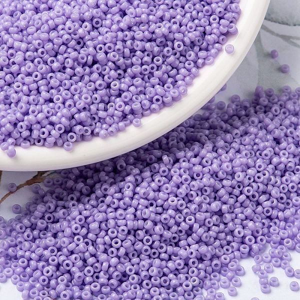 

PandaHall MIYUKI Round Rocailles Beads, Japanese Seed Beads, 15/0, (RR4488) Duracoat Dyed Opaque Columbine, 1.5mm, Hole: 0.7mm, about..., Purple