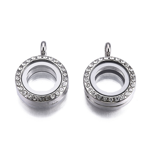 

PandaHall Alloy Magnetic Locket Pendants, with Rhinestone and Glass, Flat Round, Crystal, Platinum, 26x19x8mm, Hole: 3.5mm, Inner diameter..., Clear