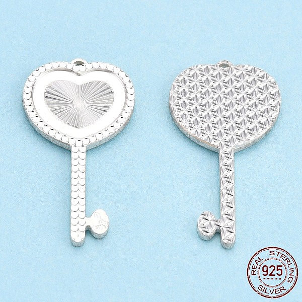 

PandaHall 925 Sterling Silver Pendants, Heart Skeleton Key Charms, Silver, 23x12.5x1.5mm, Hole: 0.7mm Sterling Silver Key