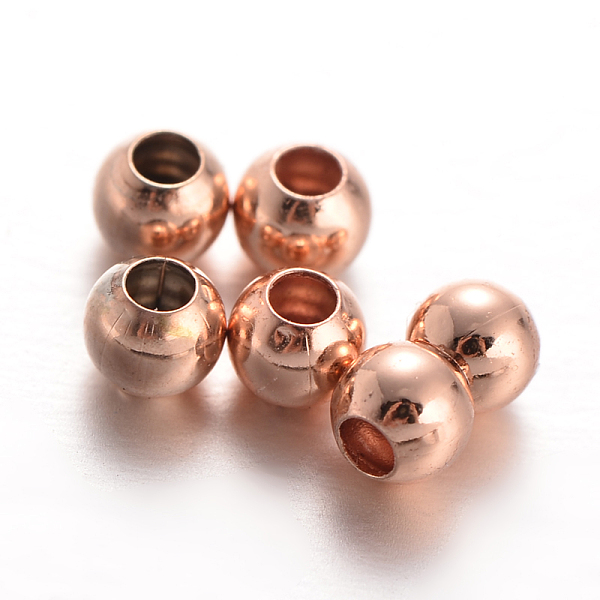 

PandaHall Round Brass Spacer Beads, Rose Gold, 3mm, Hole: 1mm Brass Round