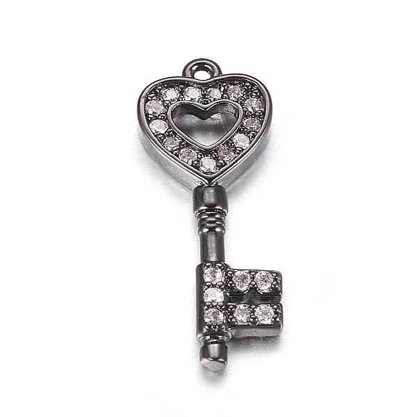 

PandaHall Brass Micro Pave Cubic Zirconia Pendants, Key, Gunmetal, 19x8x2mm, Hole: 1x6mm Brass+Cubic Zirconia Key