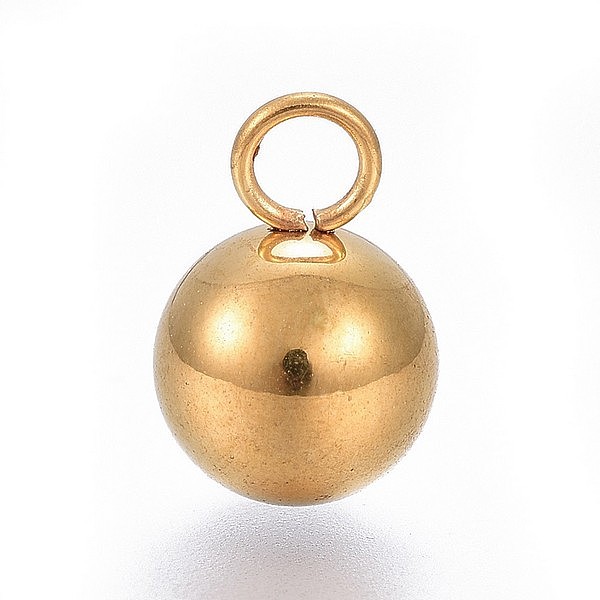 

PandaHall 201 Stainless Steel Pendants, Round, Golden, 11x8mm, Hole: 2mm 201 Stainless Steel Round