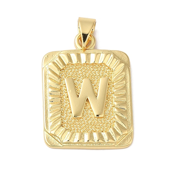 

PandaHall Rack Plating Brass Pendants, Long-Lasting Plated, Lead Free & Cadmium Free, Square with Letter Charms, Letter W, 24x17x2.5mm, Hole...