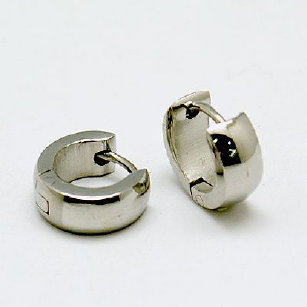 

PandaHall Personalized Unisex 304 Stainless Steel Huggie Hoop Earrings, Thick Hoop Earrings, Silver Color Plated, 8.5~9x9~10x3.5~4mm, Pin...