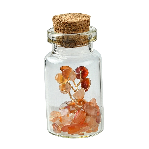 

PandaHall Transparent Glass Wishing Bottle Decoration, Wicca Gem Stones Balancing, with Tree of Life Natural Carnelian Beads Drift Chips..., Clear