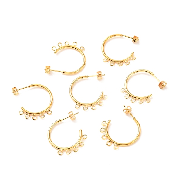 

PandaHall Brass Stud Earring Findings, with Loop, Long-Lasting Plated, Ring, Real 18K Gold Plated, 24x20x1.5mm, Hole: 1.6mm, Pin: 0.7mm...
